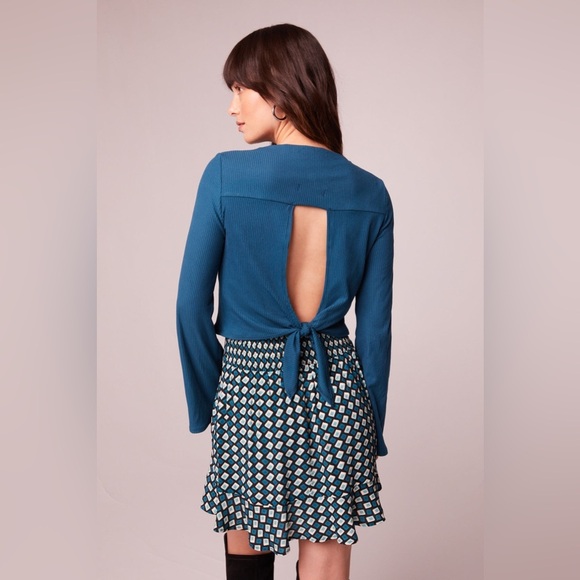 NEW Band Of The Free AVRIL TEAL MOCK NECK CROP TOP - Size Large - Picture 1 of 7